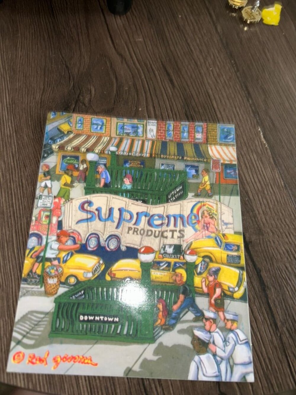 Supreme Red Grooms Products Sticker Multicolor (NYC Street Scene) Brand New